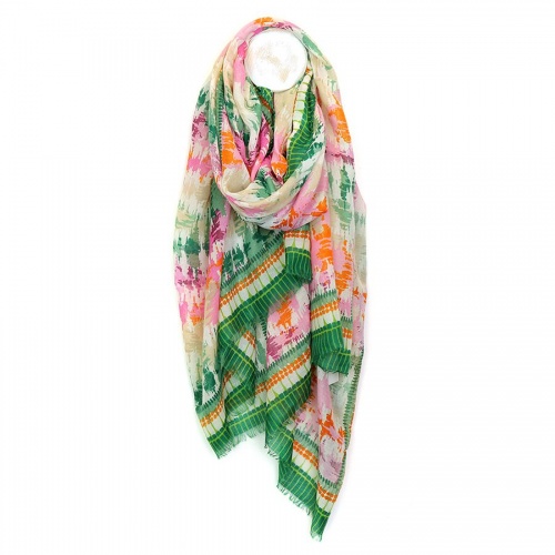 Green Mix Soundwave Print Scarf by Peace of Mind